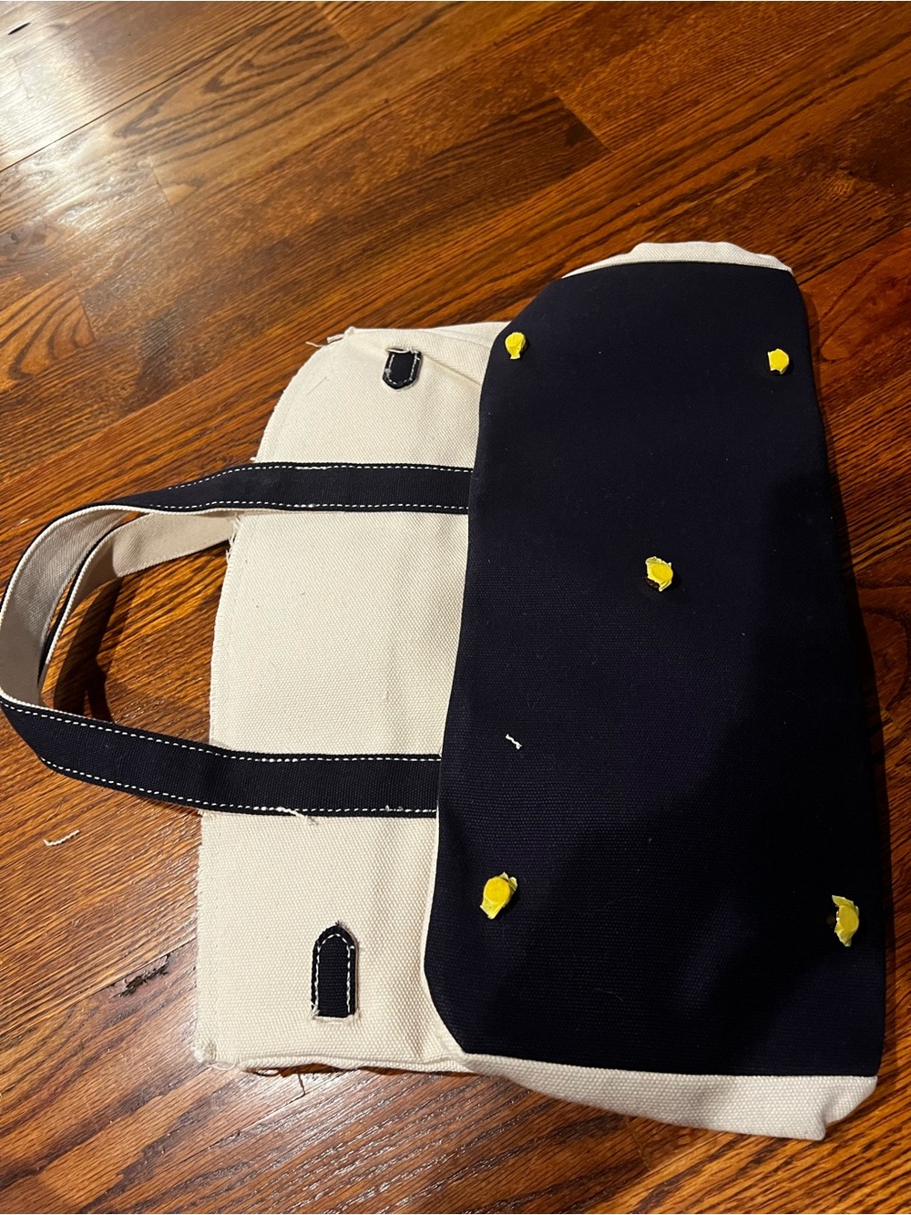 NWT Viral Boatkin Canvas Tote Bag Navy Trim Birkin Style Gold Hardware - Picture 6 of 6